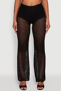 Womens Crochet Straight Leg Pants, M