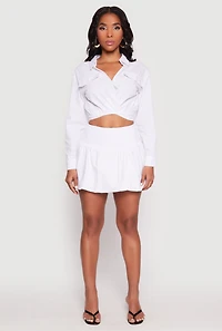 Womens Poplin Mini Bubble Skirt, White, Size L
