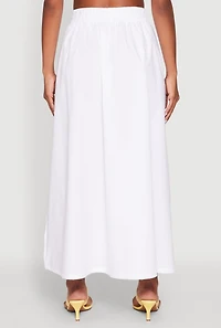Womens Poplin Maxi Skirt, White, Size S