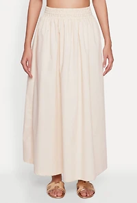 Womens Poplin Maxi Skirt, Khaki, Size M