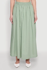 Womens Poplin Maxi Skirt, Green, Size L