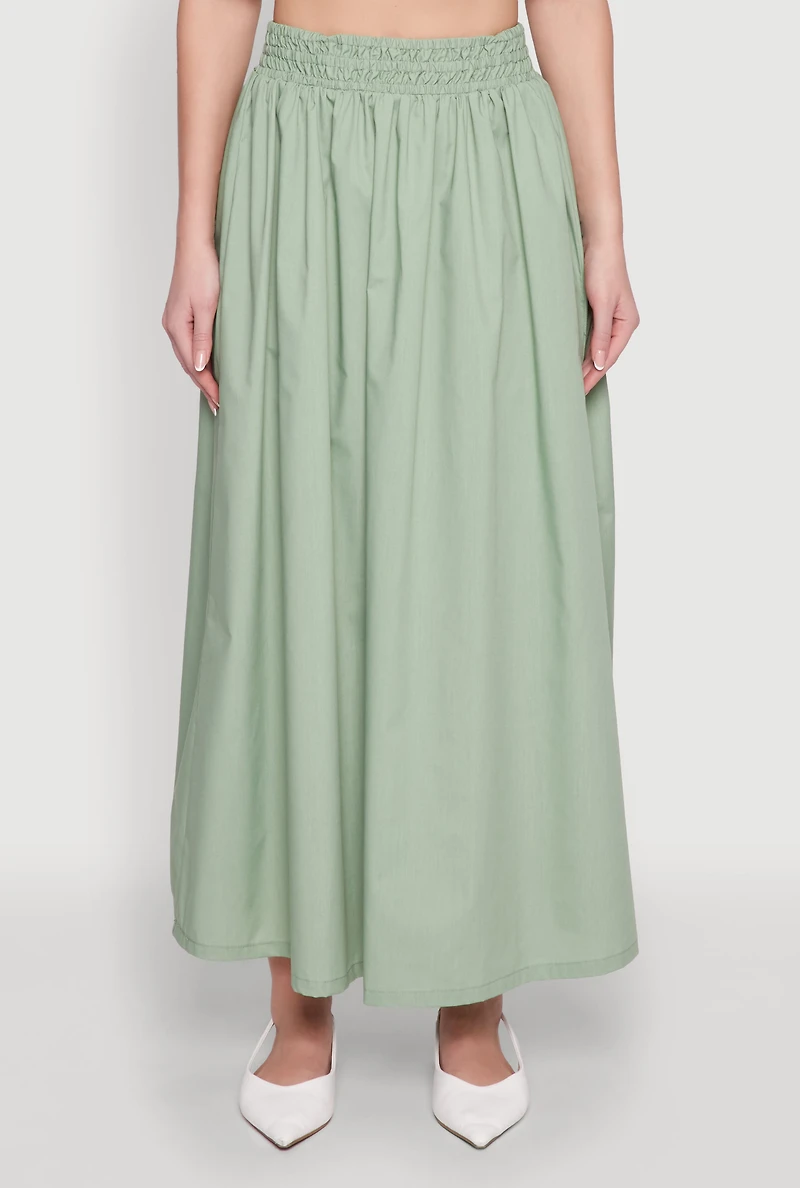 Womens Poplin Maxi Skirt,