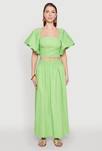 Womens Poplin Maxi Skirt, Green, Size M