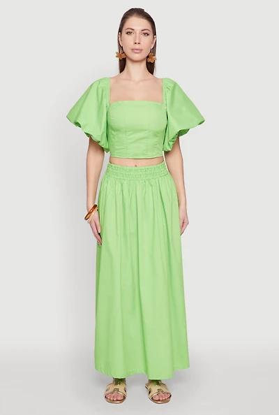 Womens Poplin Maxi Skirt,