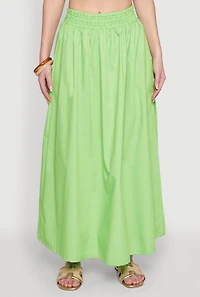 Womens Poplin Maxi Skirt, Green, Size M