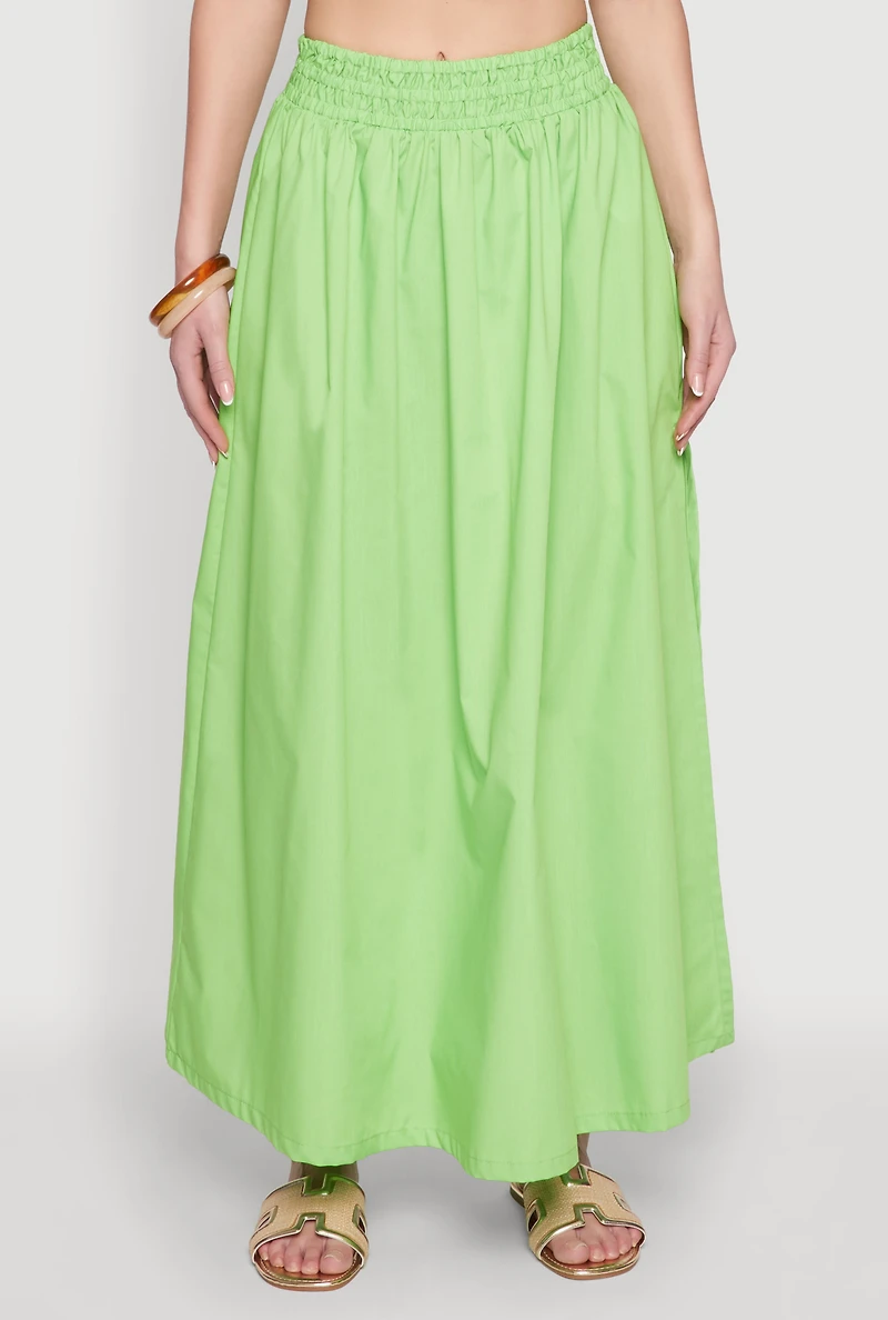 Womens Poplin Maxi Skirt,