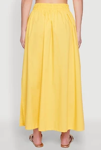 Womens Poplin Maxi Skirt, Yellow, Size L