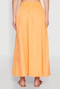 Womens Poplin Maxi Skirt, Orange, Size M