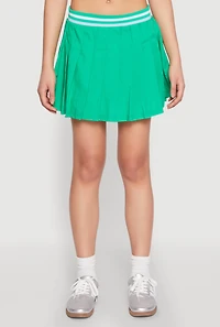 Poplin Varsity Stripe Pleated Skirt