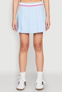 Womens Poplin Varsity Stripe Pleated Skirt,