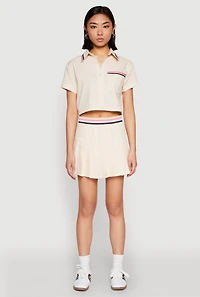 Womens Poplin Varsity Stripe Cropped Shirt,