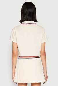 Womens Poplin Varsity Stripe Cropped Shirt,