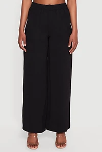 Elastic High Waisted Cargo Pocket Wide Leg Pants