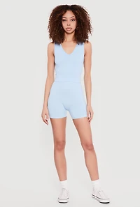 Seamless V-Neck Tank Top and Bike Shorts Set