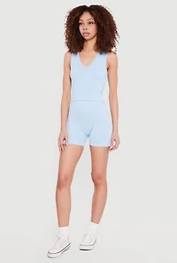 Seamless V-Neck Tank Top and Bike Shorts Set
