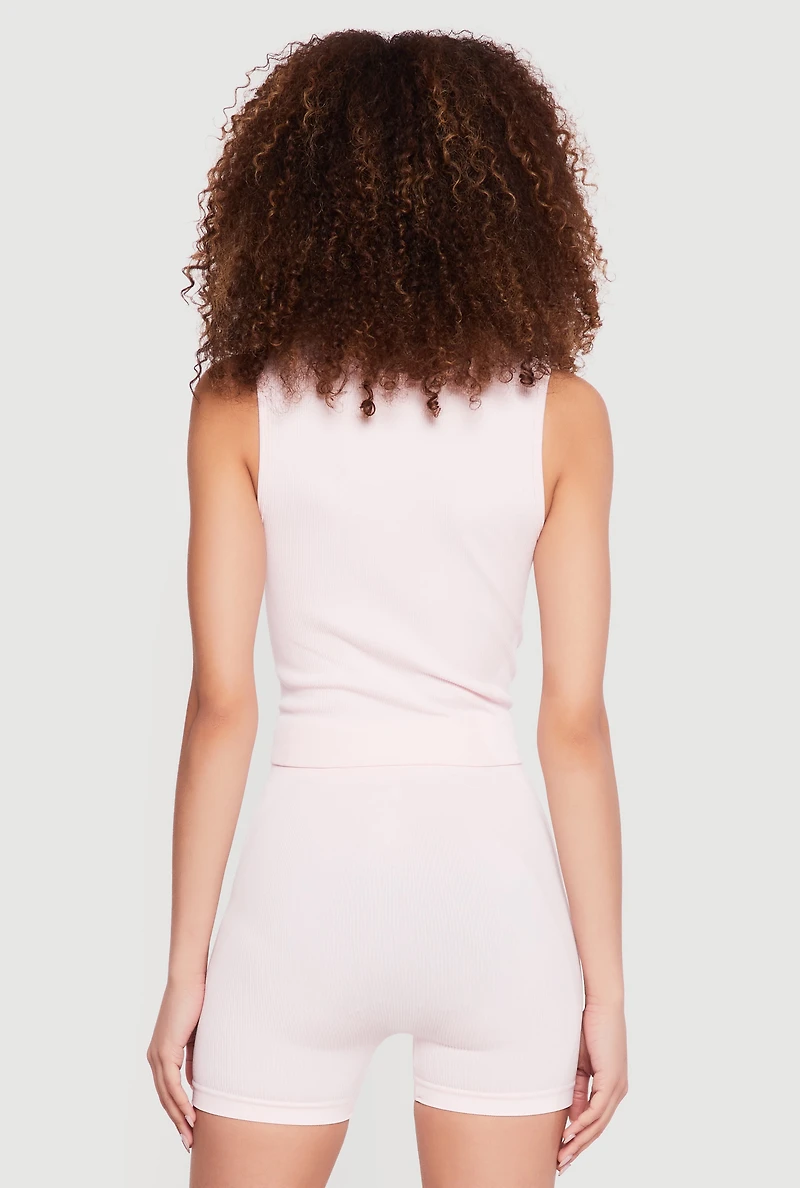 Seamless V-Neck Tank Top and Bike Shorts Set