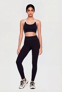 Contrast Trim Racerback Sports Bra and Leggings Set