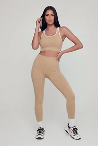 Contrast Trim Racerback Sports Bra and Leggings Set