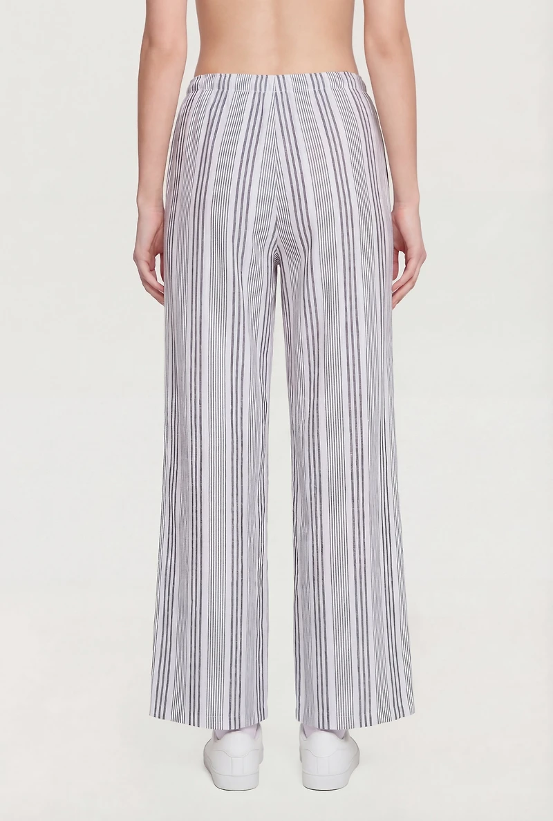 Striped Drawstring Straight Leg Pants