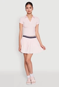 Varsity Stripe Waistband Pleated Tennis Skirt