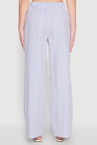 Womens Rory Striped Wide-Leg Drawstring Pants, Blue, Size L