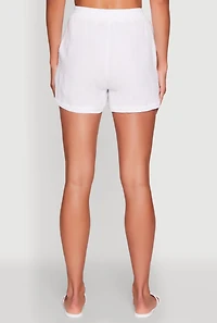 Womens Trendy Gauze Knit High Waisted Shorts, White, Size M