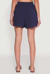 Womens Trendy Gauze Knit High Waisted Shorts, Blue, Size S