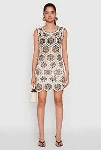 Womens Hexagon Geometric Crochet Skirt, Multi, Size M