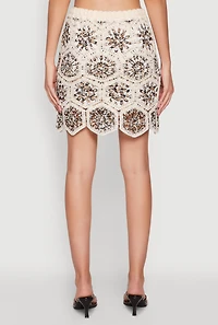 Womens Hexagon Geometric Crochet Skirt, Multi, Size S