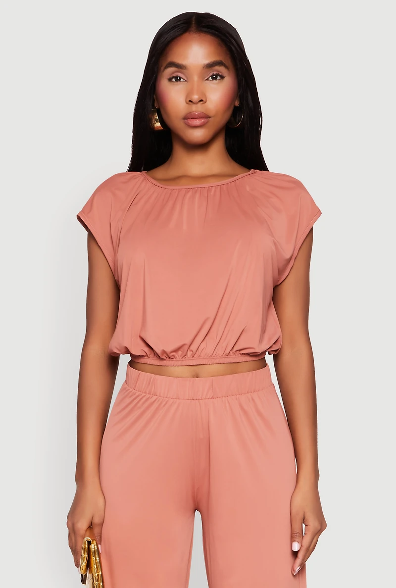 Womens Dolman Sleeve Crop Top, Pink, Size M