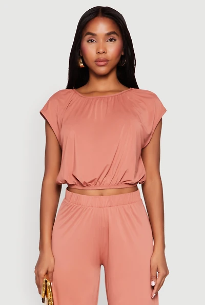 Womens Dolman Sleeve Crop Top, Pink, Size M