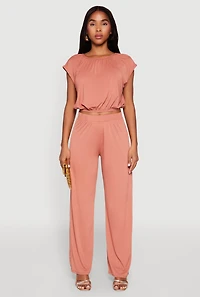 Womens Dolman Sleeve Crop Top, Pink, Size M