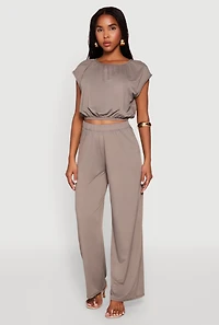 Womens Dolman Sleeve Crop Top, Grey, Size M
