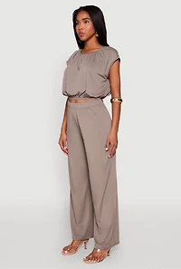 Womens Dolman Sleeve Crop Top, Grey, Size M