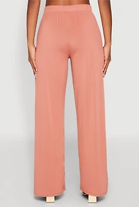 Womens High Waist Wide Leg Pants, Pink, Size L