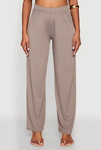 Womens High Waist Wide Leg Pants, Grey, Size M