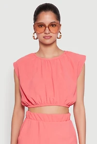 Womens Airy Dolman Sleeve Crop Top, Pink, Size S