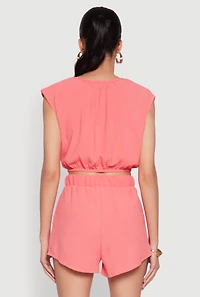 Womens Airy Dolman Sleeve Crop Top, Pink, Size S