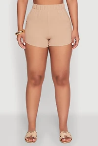 Womens Airy High Waisted Shorts, Khaki, Size XL