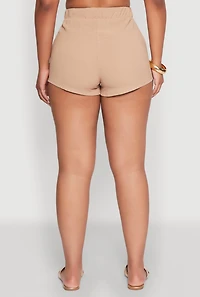 Womens Airy High Waisted Shorts, Khaki, Size XL