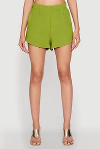 Womens Airy High Waisted Shorts, Green, Size S