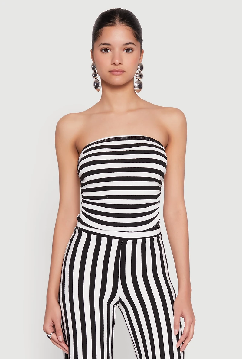Womens Striped Tube Top, Multi, Size M