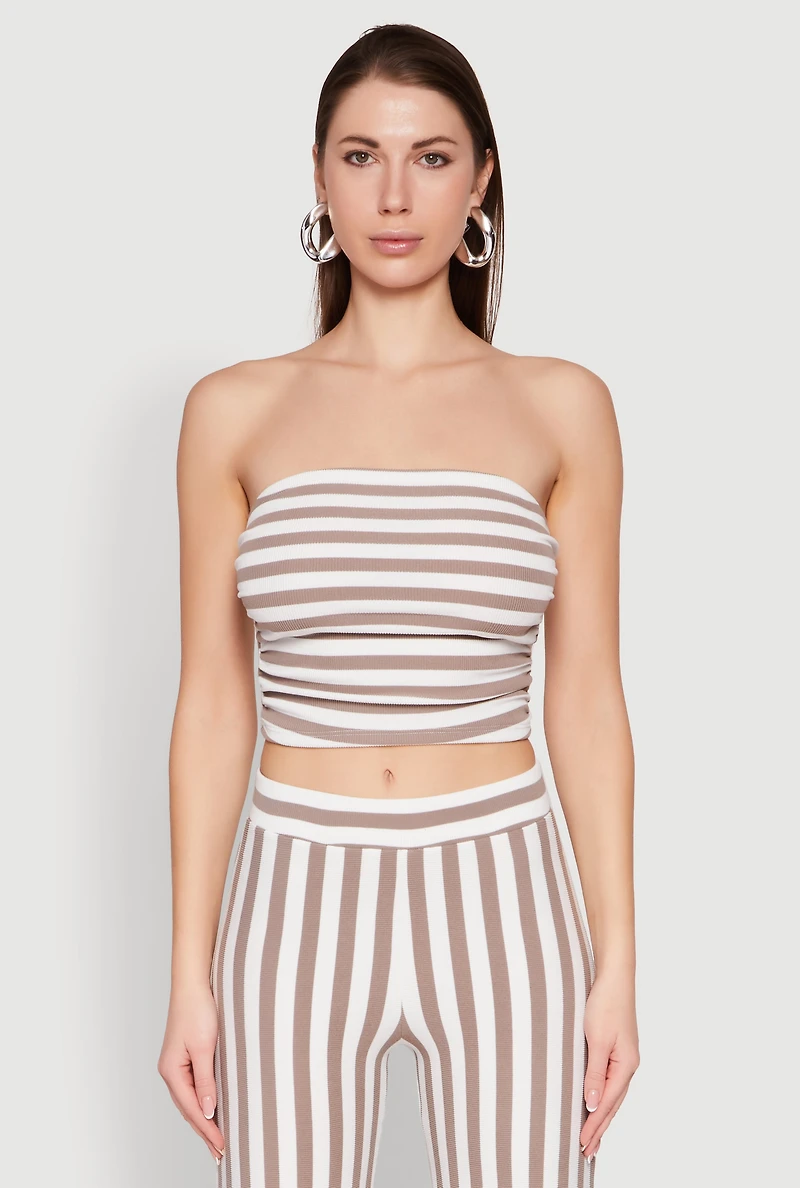 Womens Striped Tube Top, Multi, Size M