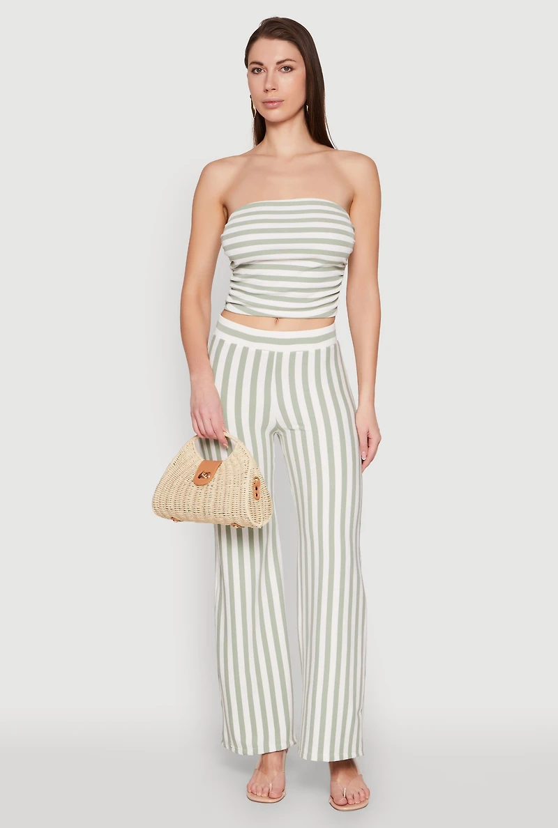 Womens Striped Tube Top, Multi, Size M