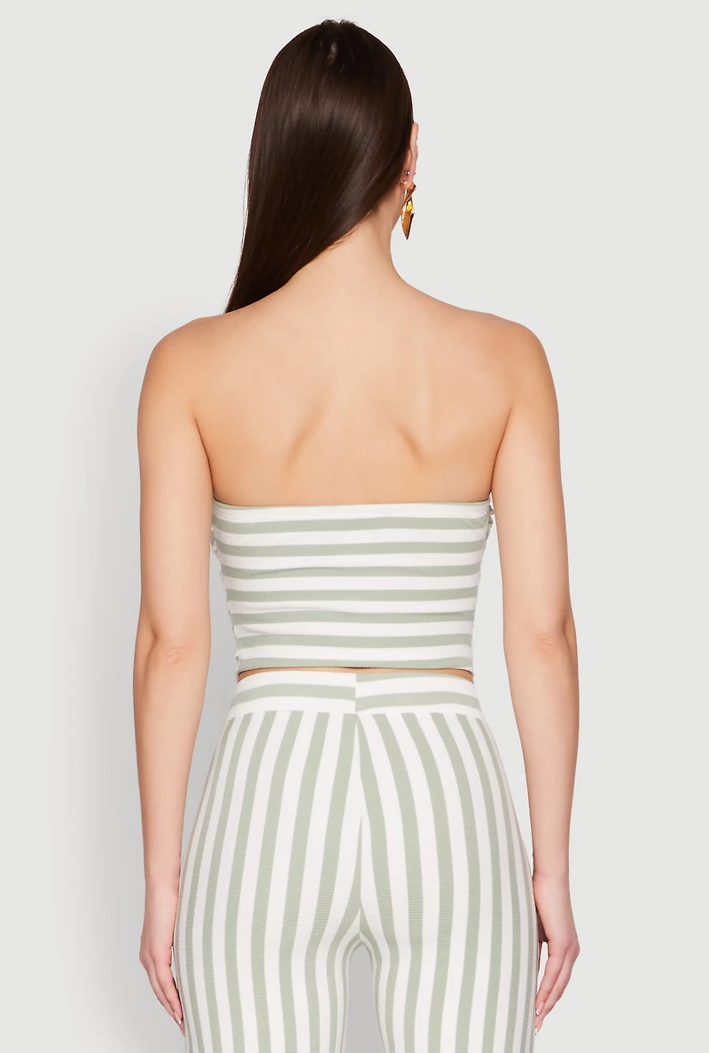 Womens Striped Tube Top, Multi,
