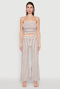 Womens Striped Wide Leg Pants, S