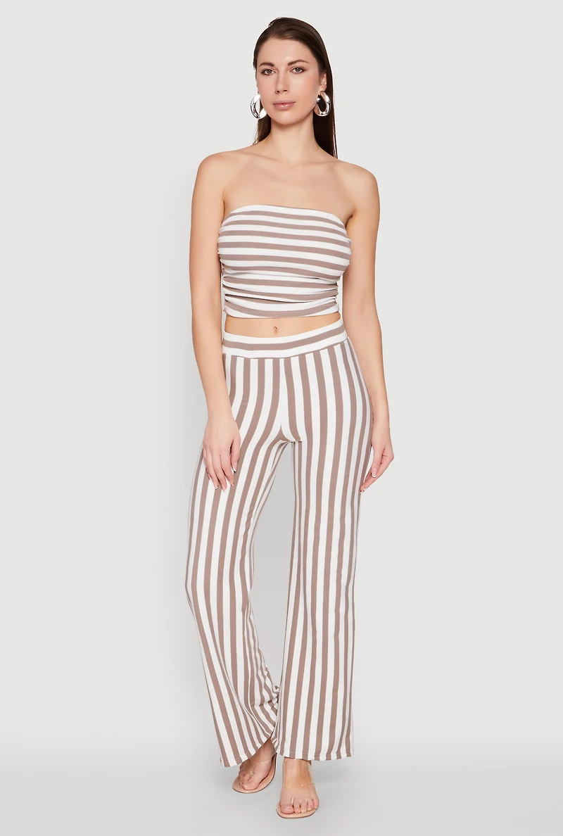 Womens Striped Wide Leg Pants, S