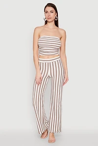 Womens Striped Wide Leg Pants, S