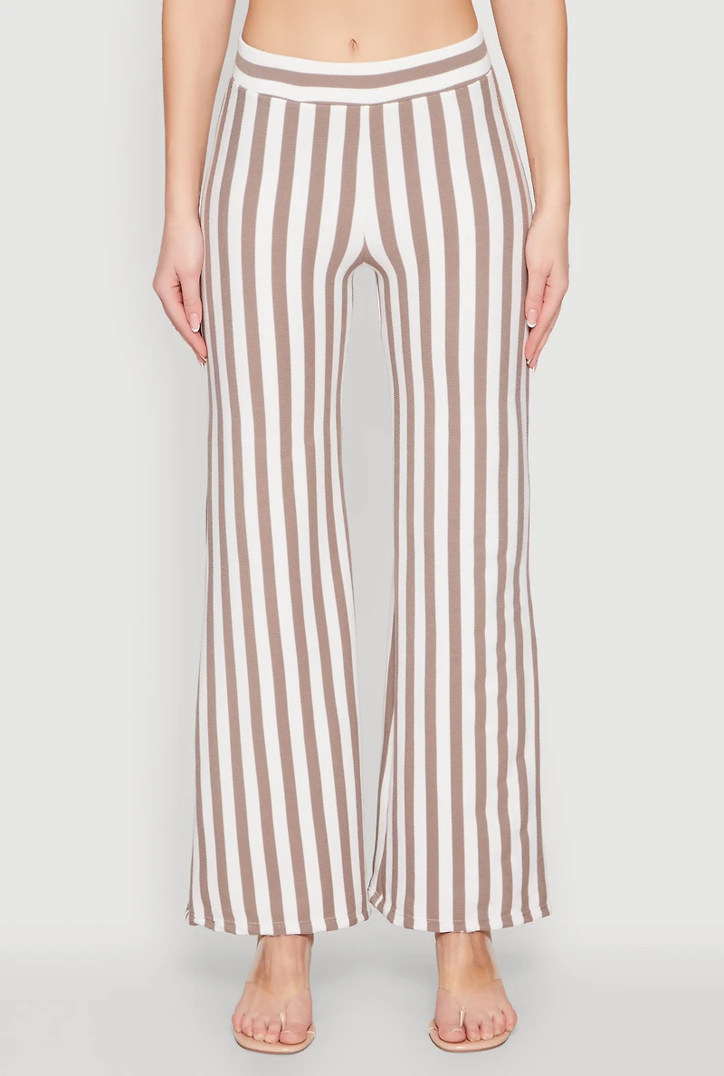 Womens Striped Wide Leg Pants, S