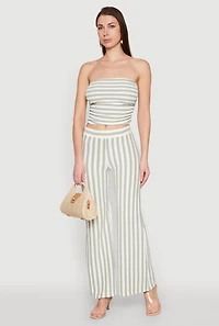 Womens Striped Wide Leg Pants, Multi, Size L